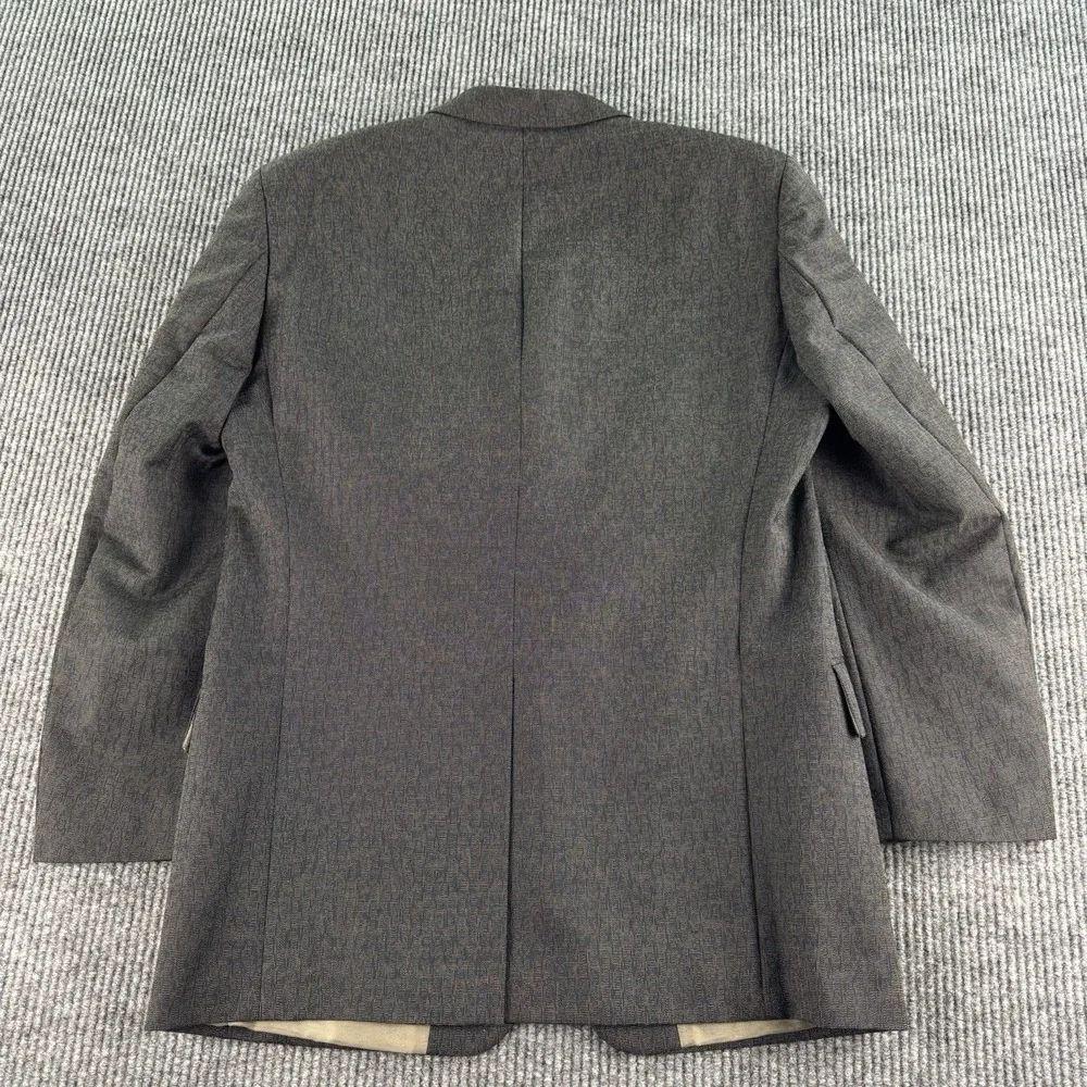Vintage Hugo Boss Suit Jacket 42R Taupe Wool Mohair Birdseye Ombre Ticket Pocket